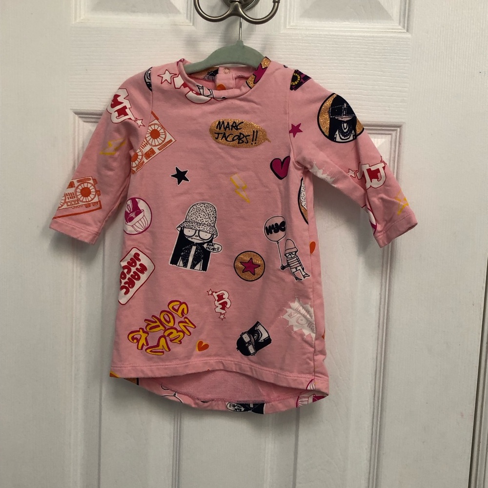 Little Marc Jacobs Baby Girl pink Long Sleeve Dress 6 Months Designer Preppy